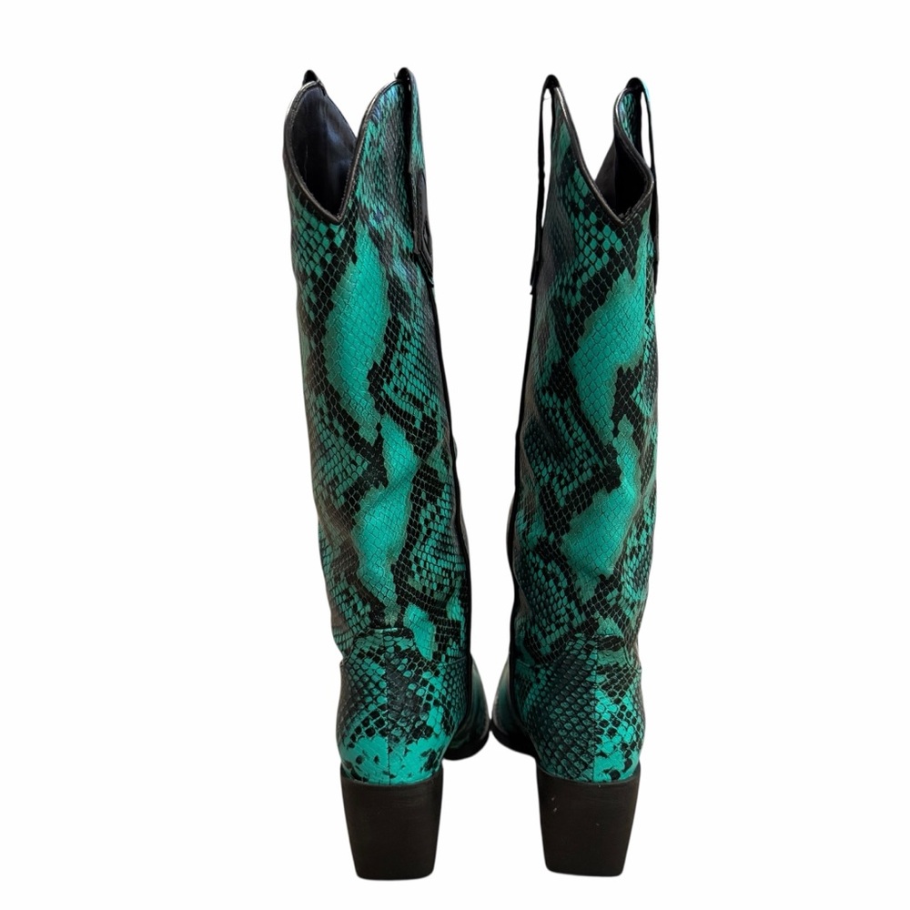 NIB Wetkiss Boots THE SHEILA Green & Black Snakeskin Snip Toe Western Boots - 7 - Picture 7 of 15